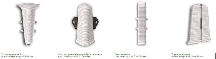 Фурнитура к плинтусу ПВХ Ideal Deconika.